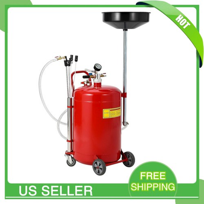 #ad 20 Gal Oil Drain Tank Fluid Fuel Transfer Tank Air Operated Drainer with Wheels $138.98