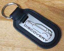 New Land Rover Discovery Style Personalised Keyring Keyfob. Leather & Stainless
