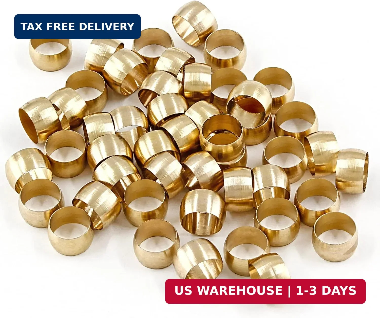 Biaungdo Brass Compression Fitting, 5/16" Tube OD, 50 Pcs