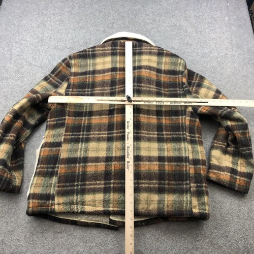 Vintage Waldarbeiter Jacke Herren 42 kariert Sherpa gefüttert Wollmantel Western Taschen 70er - Bild 9 von 12