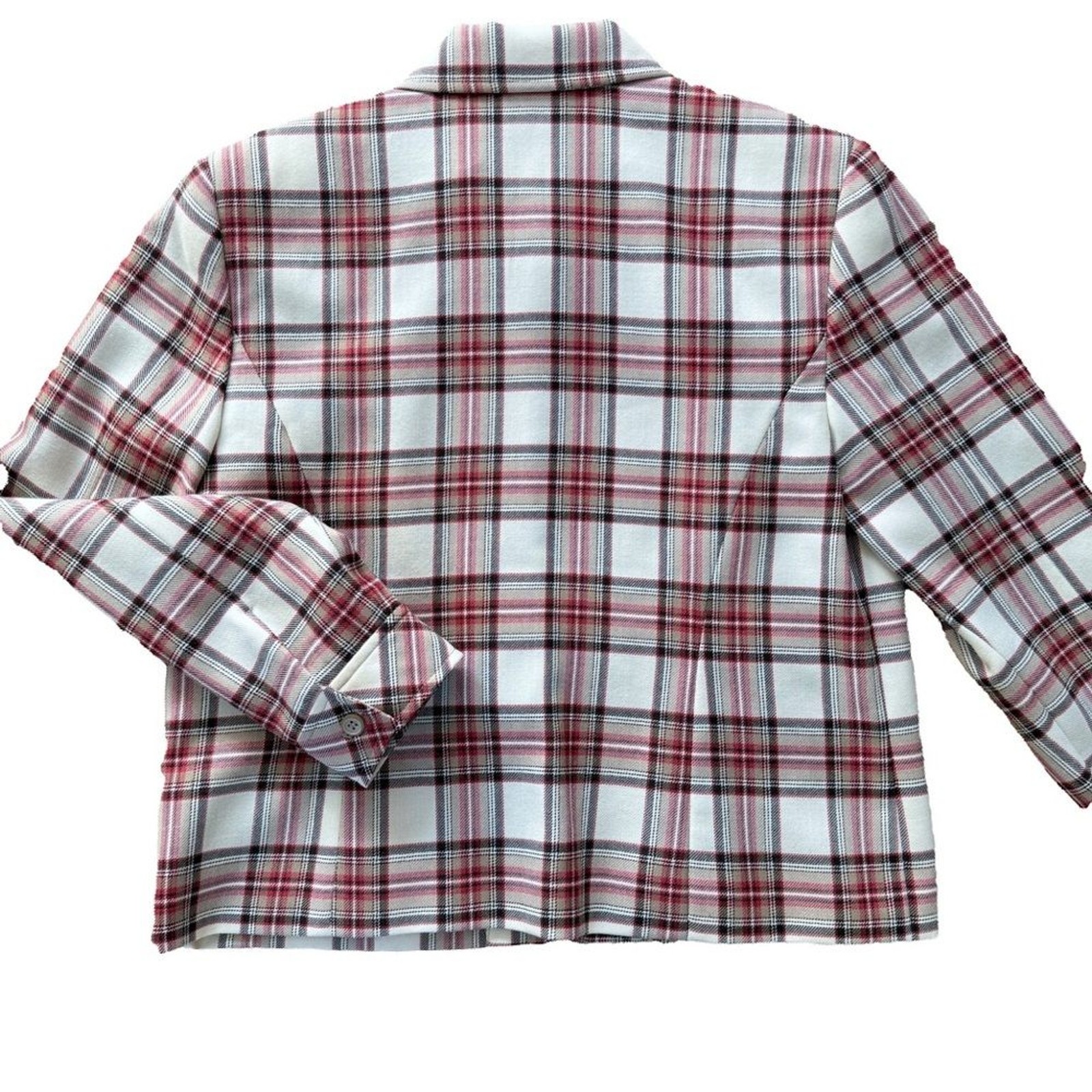 Pendleton Wool Zip Jacket Red Cream Plaid Western… - image 2