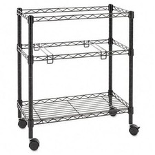 Alera FW601426BL Two-Tier Rolling File Cart 26w x14d x 30h Black
