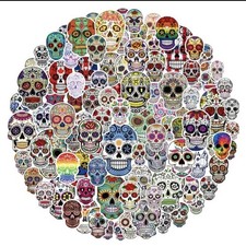Multicolor Vinyl Skull Stickers 100 Set Cartoon Fantasy Assorted Shapes