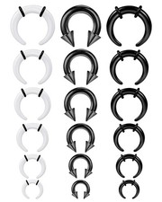 18Pcs Septum Pincher Tapers 14G-4G Acrylic Stainless Steel Septum Stretching ...