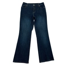 Lands' End Women Size 4 Bootcut Jeans Dark Wash Denim Classic Whiskered Comfy