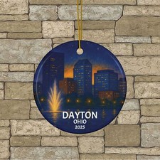 Dayton Ohio Ceramic Ornaments, Personalized Christmas Ornament, 2-Sided Print