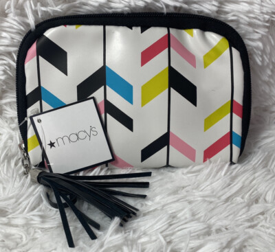 2 Pc  Macy s Cosmetic Bag Multi Color Arrow - Brand New
