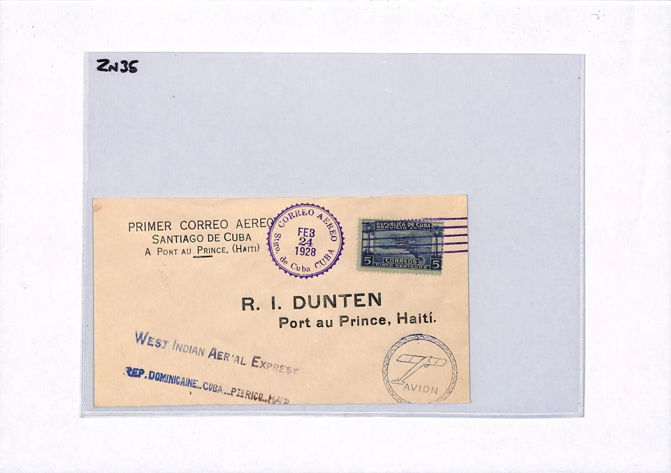 HAITI Air Mail *WEST INDIAN AERIAL EXPRESS* 1928 FIRST FLIGHT Cover Superb ZN35 - Image 3 of 4