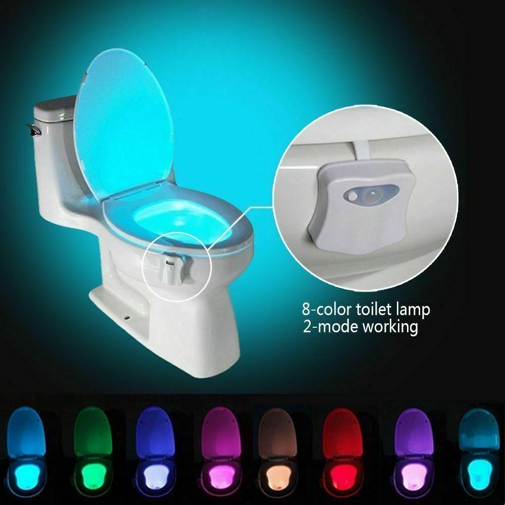 The Original Toilet Night Light - Toilet Lighting & Bathroom Night Light -  Motion Sensor Activated LED - Toilet Bowl Light - 9 Color Modes Including