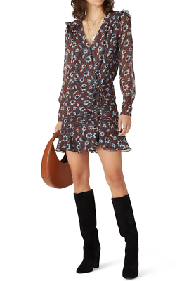 veronica beard anjali silk dress Veronica Beard Steel Blue Floral Anjali Dress