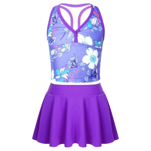Kids Girls Tankini Swimsuit Tank Tops Bottoms Shorts Set Swimwear Bathing Suit - Picture 133 of 146