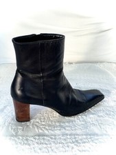 Vintage 90s Gucci Black Leather Square Toe Ankle Boots Made In Italy Womens 10