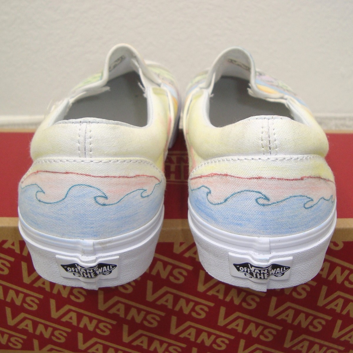NWOT VANS Custom Unisex Beach Surfer Van Sunset Skateboard SlipOn Shoes M9/W10.5 Sunrise or Sunset off the Wall Vans—summer Beach Vans—slip  main image 4