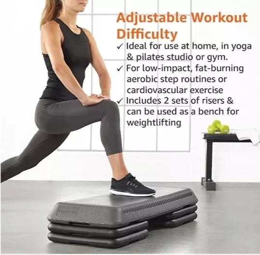 AEROBIC STEP BODY PUMP PLATFORM 3 TIER WITH RISERS HIT GYM
