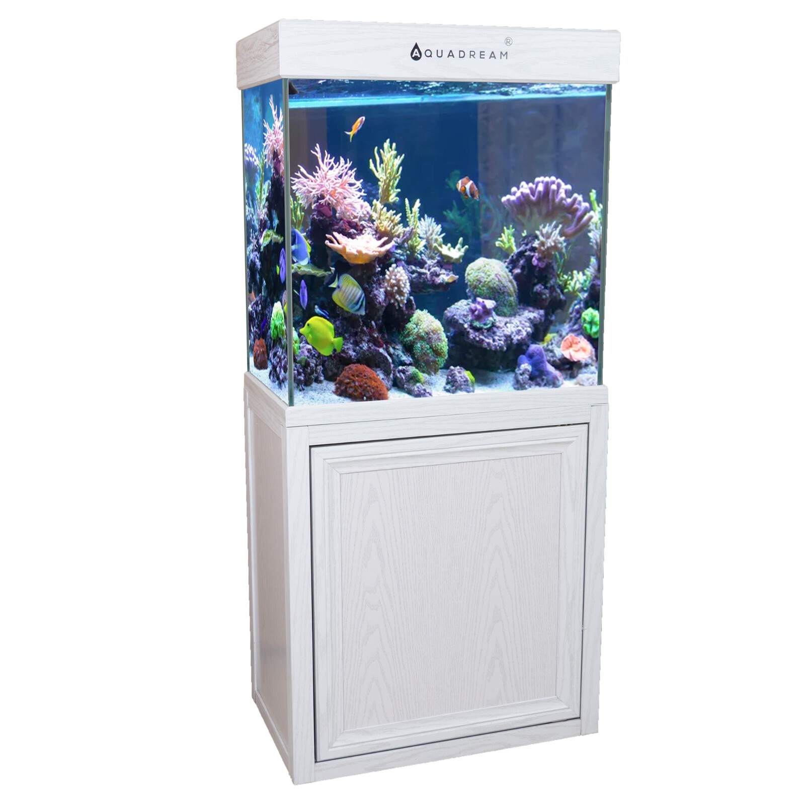 Aquarium 40 Gallon Tempered Glass with LED Light Complete Fish Tank White Oak eBay