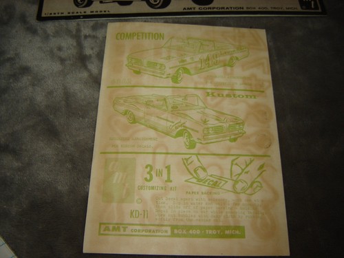 Vintage 1963 Original Instructions w/decals AMT Tempest Lemans and GTO 2 VG++ - 第 7/9 張圖片