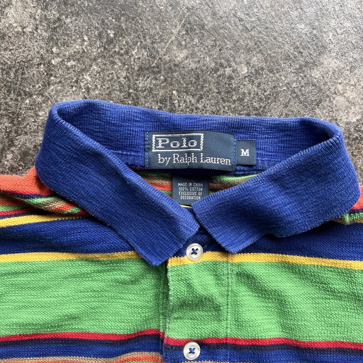 Vintage 90s Polo Ralph Lauren Striped Multicolor Short Sleeve Mens
