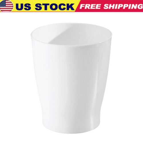 White Plastic Wastebasket Compact Trash Can Bathroom Garbage Bin Container New