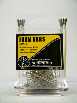 WOODLAND SCENICS SUBTERRAIN 2'' FOAM NAILS 75PCS styro layout scenery WDS1432 NEW