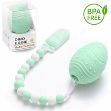 Dino Eggie Baby Teether Egg Teething Toy & Rattle 2M+ - Mint green