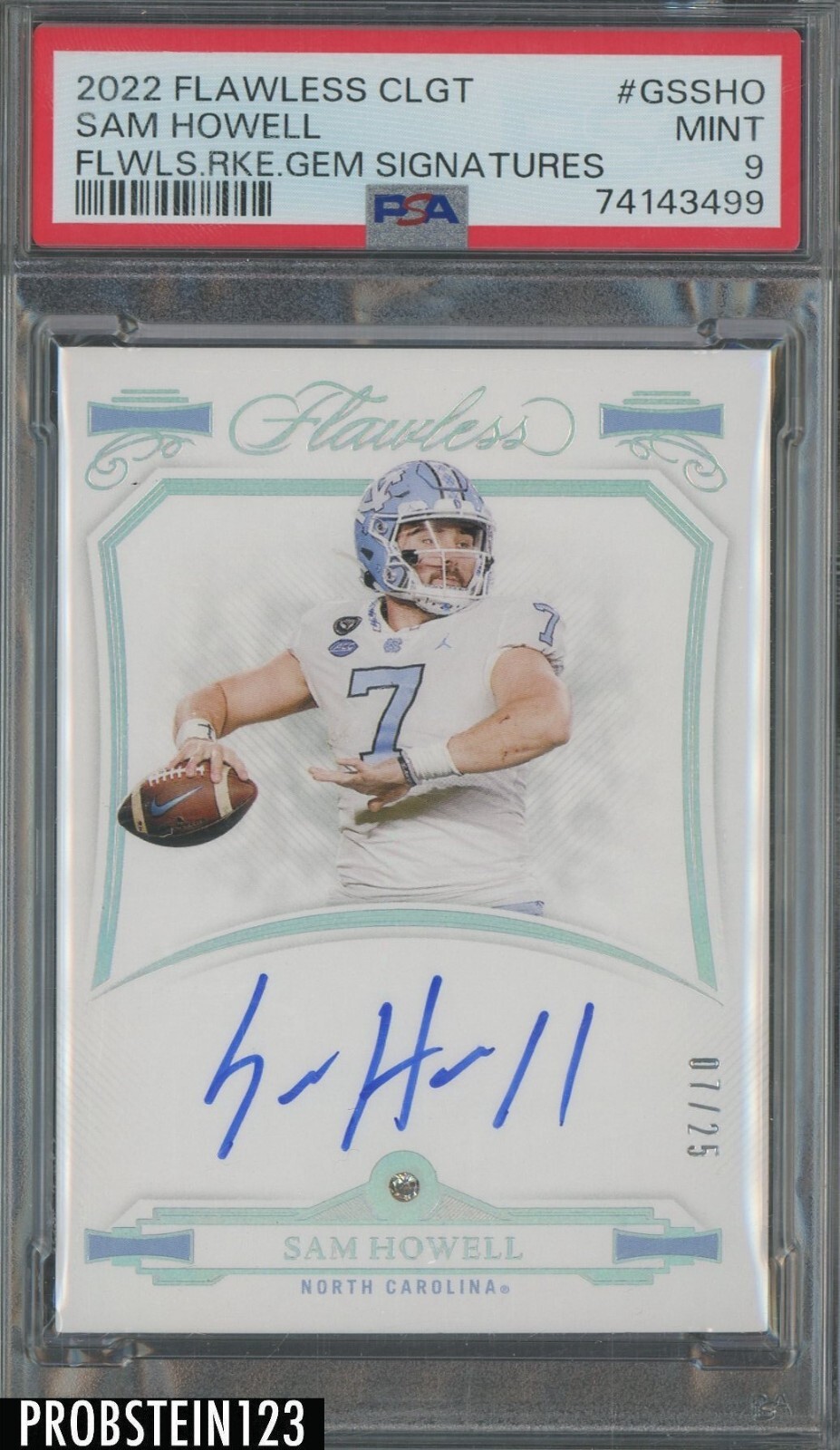 Sam Howell Panini Flawless Collegiate Flawless Rookie Gem Signatures #GSSHO Base