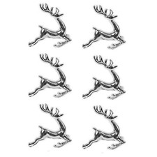 Set of 6 Napkin Rings Snowflake Reindeer Xmas Silver Metal Elegant Table Set