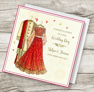 Handmade Personalised Indian Wedding Congratulations Card | eBay