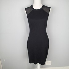 Banana Republic Black Sleeveless Dress lace trim Shoulder 6 pencil bodycon stret