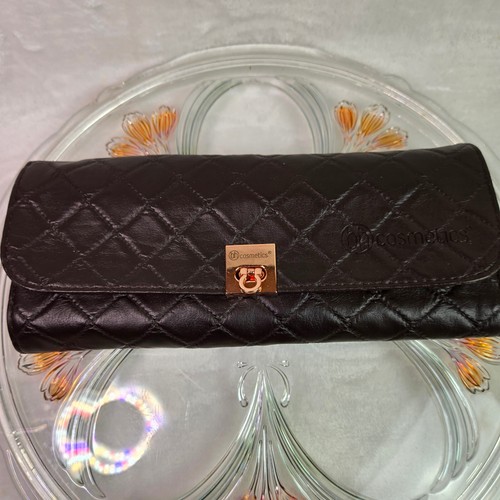 BH Cosmetics Trifold Brown Leather Makeup 15 Brush Bag Excellent Condition