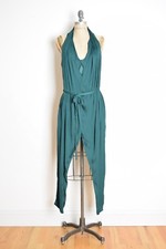 Zara jumpsuit teal green draped plunging deep V romper playsuit outfit XS
