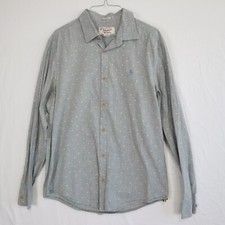 Original Penguin Shirt Mens Large Heritage Slim Fit Button Up Gray Long Sleeve