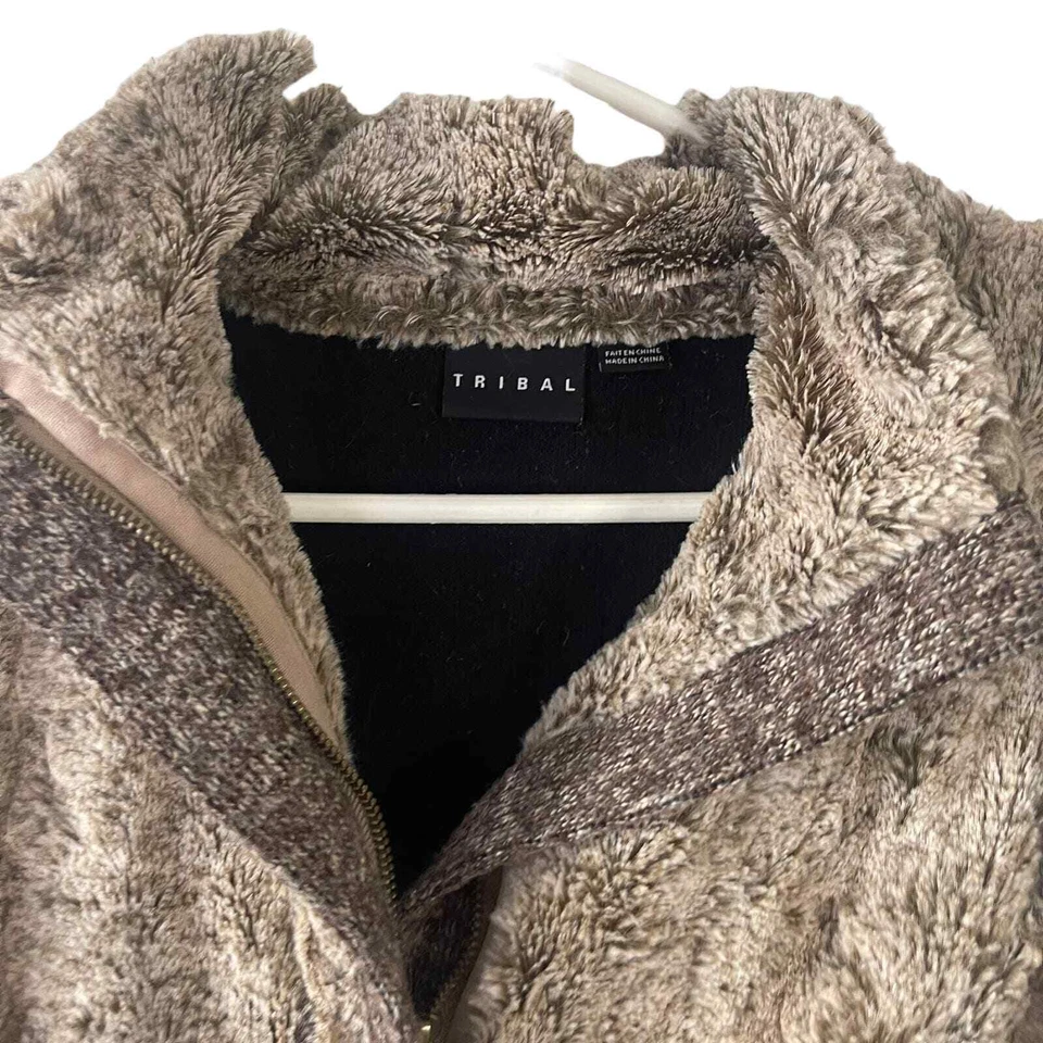 Женский мягкий жилет для улицы Tribal небольшого размера коричневый искусственный мех осень - Изображение 4 из 4