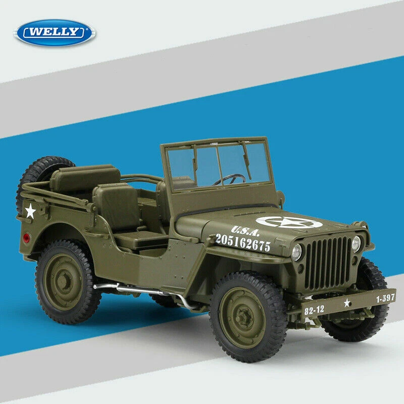 JEEP WILLYS MB 1941 VERDE WELLY 18055C 1/18 ESERCITO USA WWII METALLO MILITARE - Immagine 2 di 4