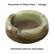 Posacenere Grande In Vera Pietra ONICE Rotondo Da Collezione Design • Vintage