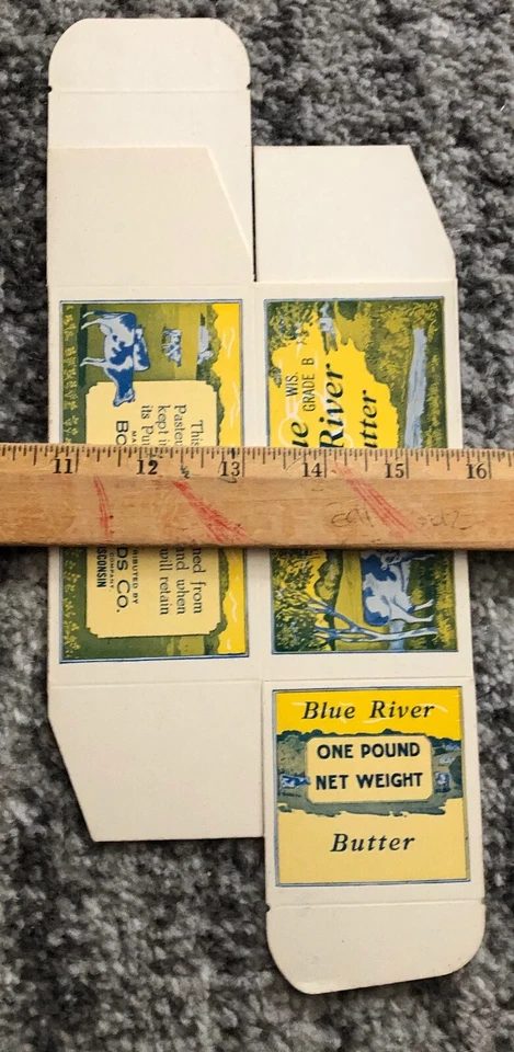 Vintage Butter Box Blue River Dairy Farm Grocery Store 1927 Borden Original - Image 4 of 4
