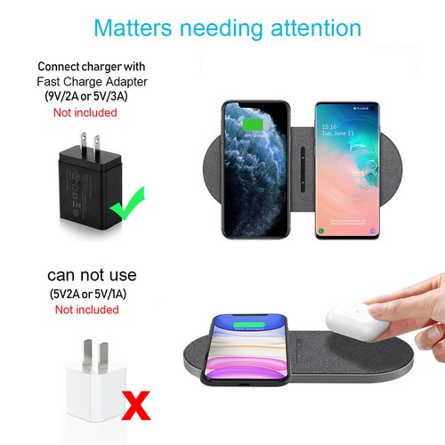 20W Wireless Charger Dual Charging Mat Pad For iPhone 13 Pro 12 X Samusng S20 - Zdjęcie 5 z 12