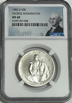 1982 D NGC MS68 Silver George Washington Commemorative Half Dollar