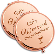 2 PCS Girls Weekend Gift for Getaway Compact Makeup Mirror Friendship Presents
