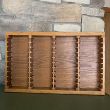 Vintage Oak Wood Box Collection Cassette Tape Holder 40 Slots 12 x 19