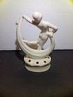 Vtg Art Deco Ceramic Nude Scarf Dancer Figural Flower Frog Cream White Glaze 6" — photo 3