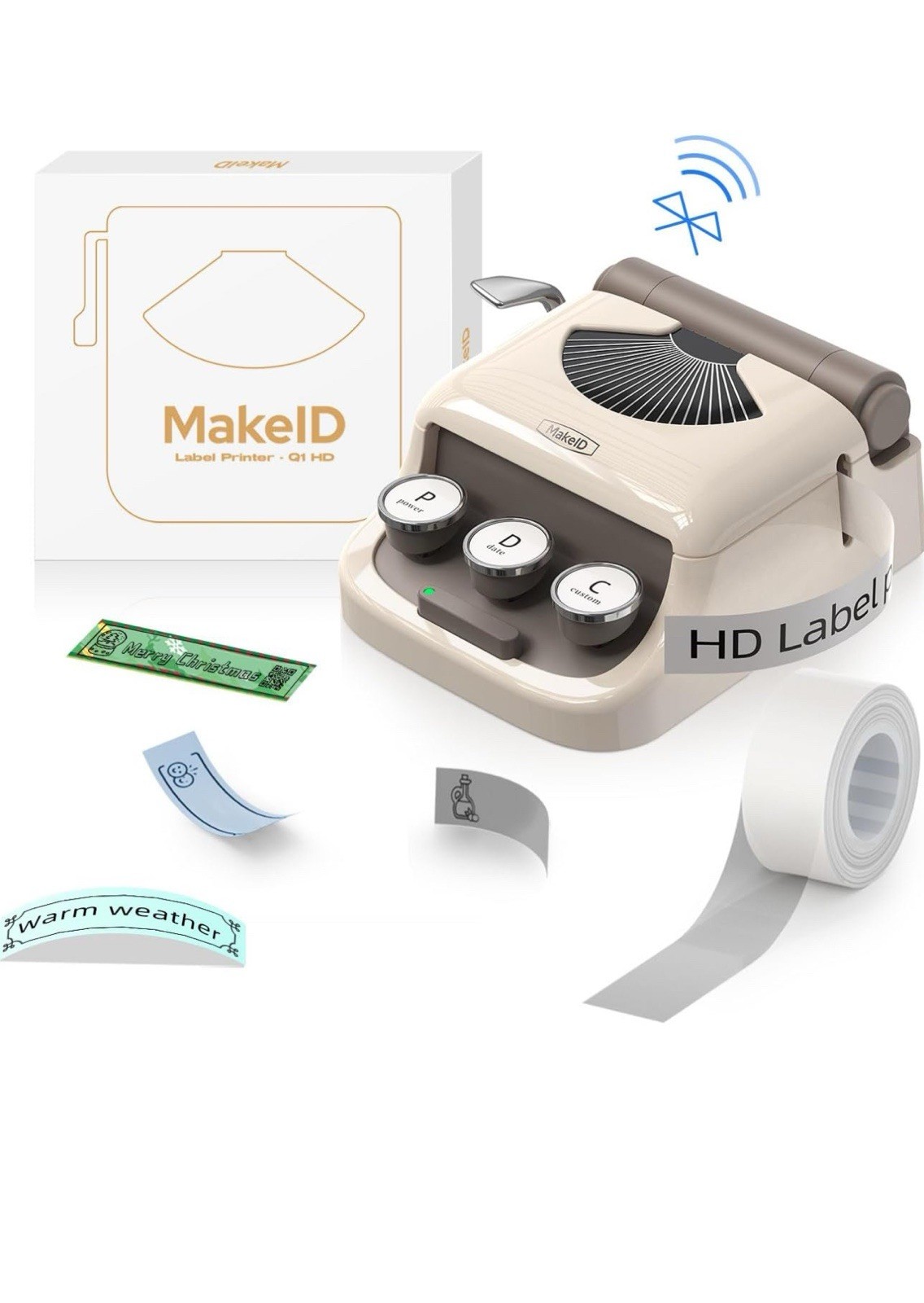 Bluetooth Label Maker Machine Q1 with Tape - Portable Handheld Sticker Printer