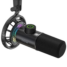 BLACK - FIFINE USB GAMING MICROPHONE RGB DYNAMIC MIC K658