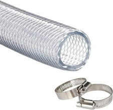 Tubo PVC Alta Presión Trenzado Transparente Flexible 1/2" ID 10 pies