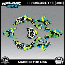 Graphics Kit for Kawasaki KLX110 KLX110R/RL (2010-2024) Invasion - Blue Green