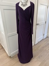 LAUREN Ralph Lauren Evening Dress Womens 8 PURPLE /PLUM Ruched Long Maxi