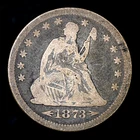 1873 Seated Liberty Quarter Arrows Type Civil War Era Silver Better Detail