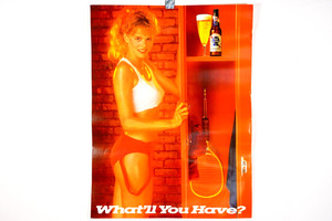 Vintage PABST Blue Ribbon Beer PBR Poster Pinup Girl Tank Top 24x18