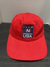 Nautica Competition Team USA Red Baseball Hat Cap 100% Cotton Strap Back One Siz