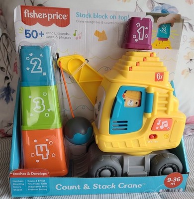 Fisher Price Count & Stack Crane Learning Toy With Building Blocks & 50+ Songs 