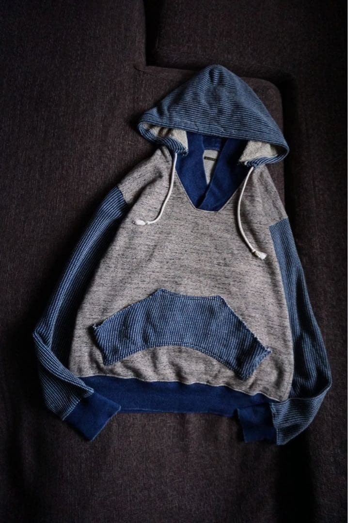 KAPITAL Indigo Sashiko Patchwork Pullover Hoodie … - image 4